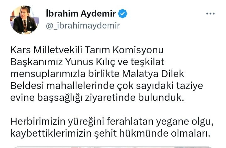 İbrahim Aydemir Deprem Bölgesinde Ziyaretlerine Devam Ediyor