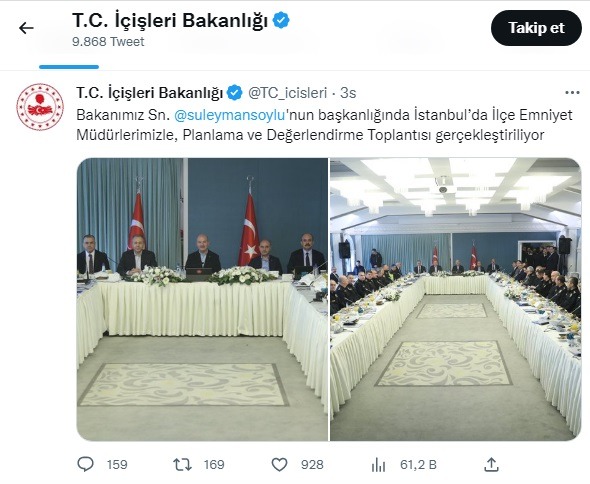 İÇ İŞLERİ BAKANLIĞI SOSYAL MEDYA HESABINDAN PAYLAŞTI