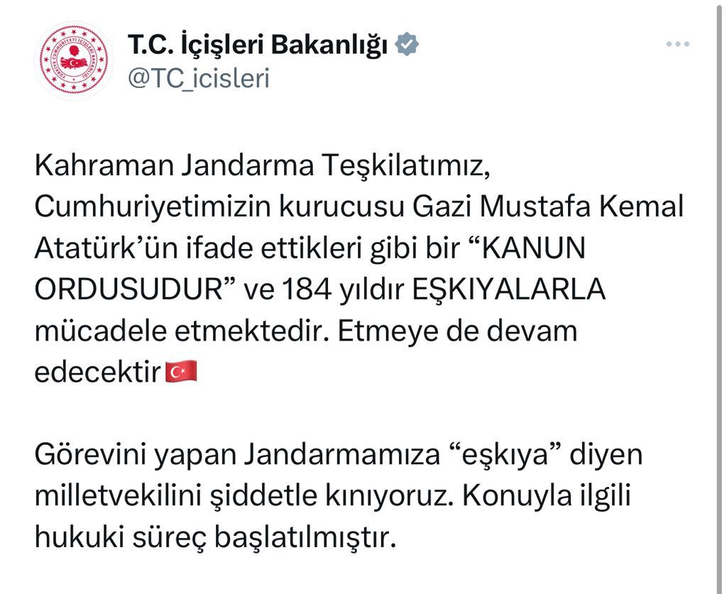 İçİşleri Bakanlığı Paylaştı