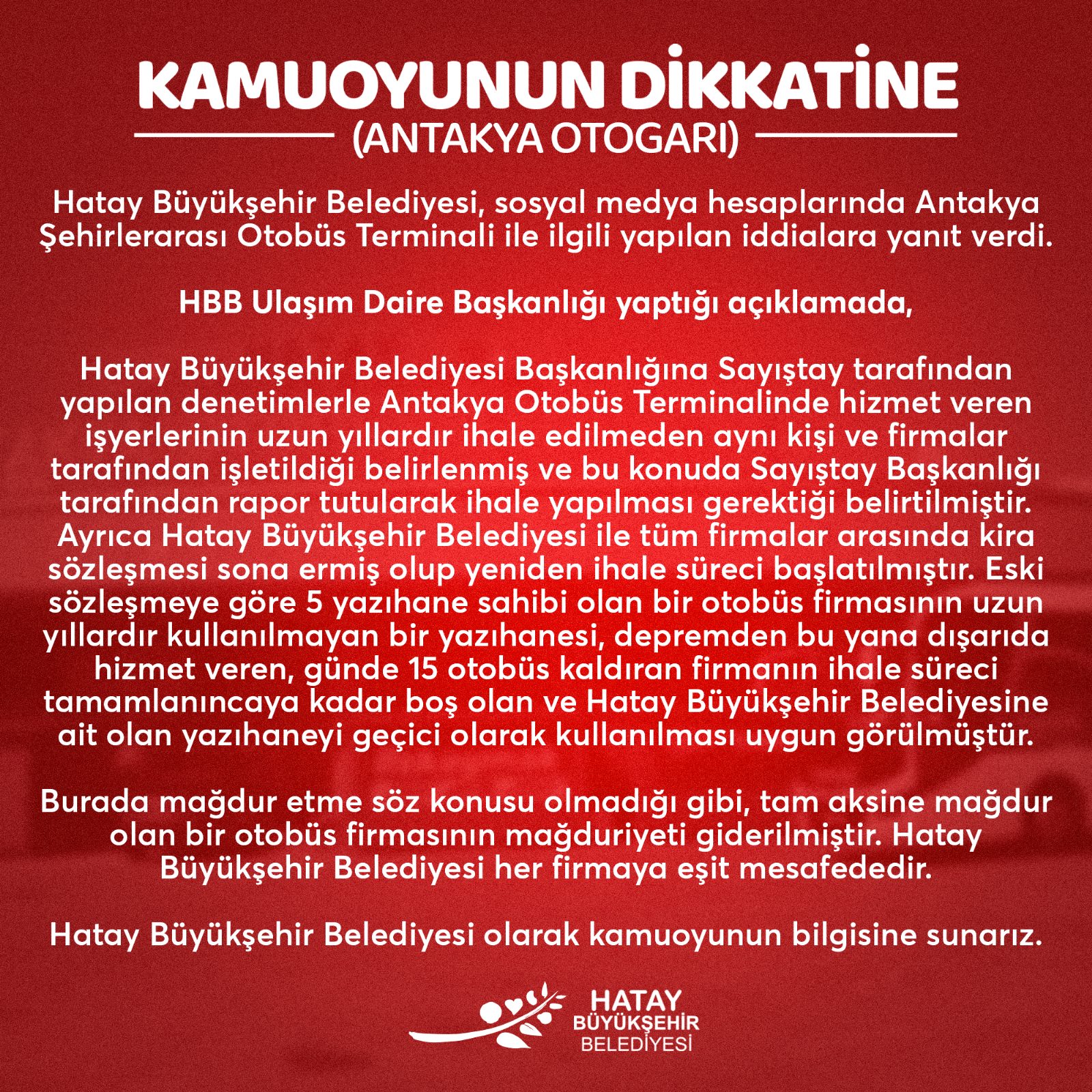 KAMUOYUNUN DİKKATİNE(ANTAKYA OTOGARI)