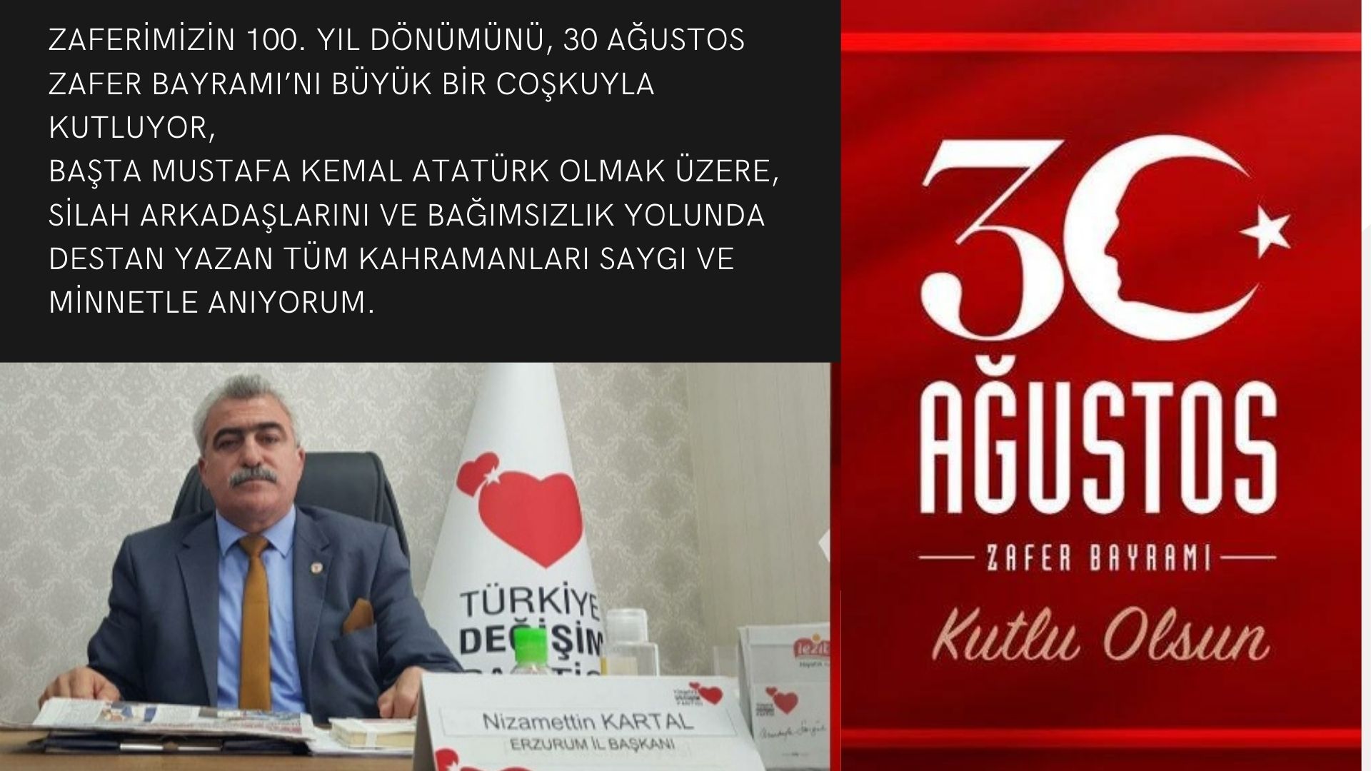 Nizamettin Kartal'dan 30 Ağustos Zafer Bayramı Mesajı