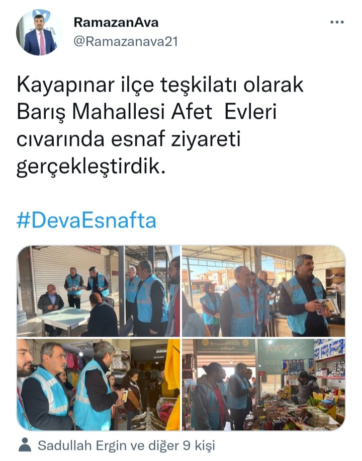 Ramazan Ava ve Kayapınar İlçe Teşkilatı Mavi Yeleklerle Afet Evlerini Ziyaret Etti