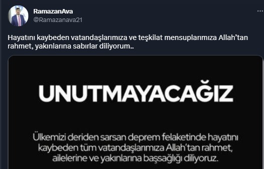 Ramazan Ava'dan Taziye Mesajı