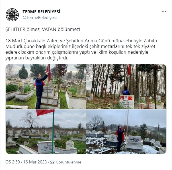 Terme Belediyesinden Bayrak Hassasiyeti