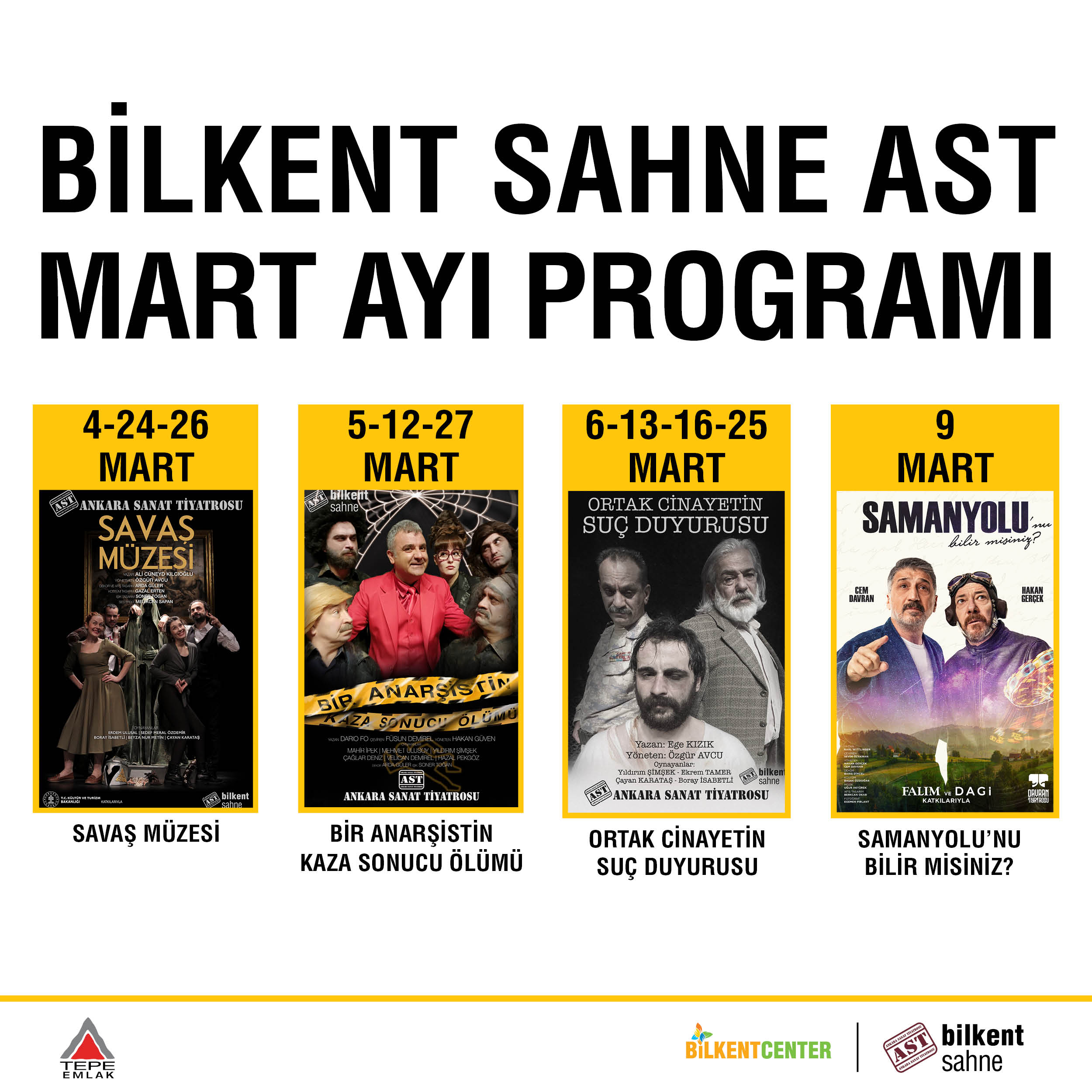 TİYATRO SEVERLER MART AYINDA DA BİLKENT SAHNE AST’TA BULUŞUYOR