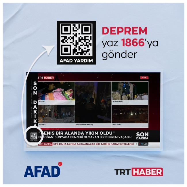 TRT AFAD'A DESTEK OLMAK İCİN KAREKOD UYGULAMASINI BAŞLATTI