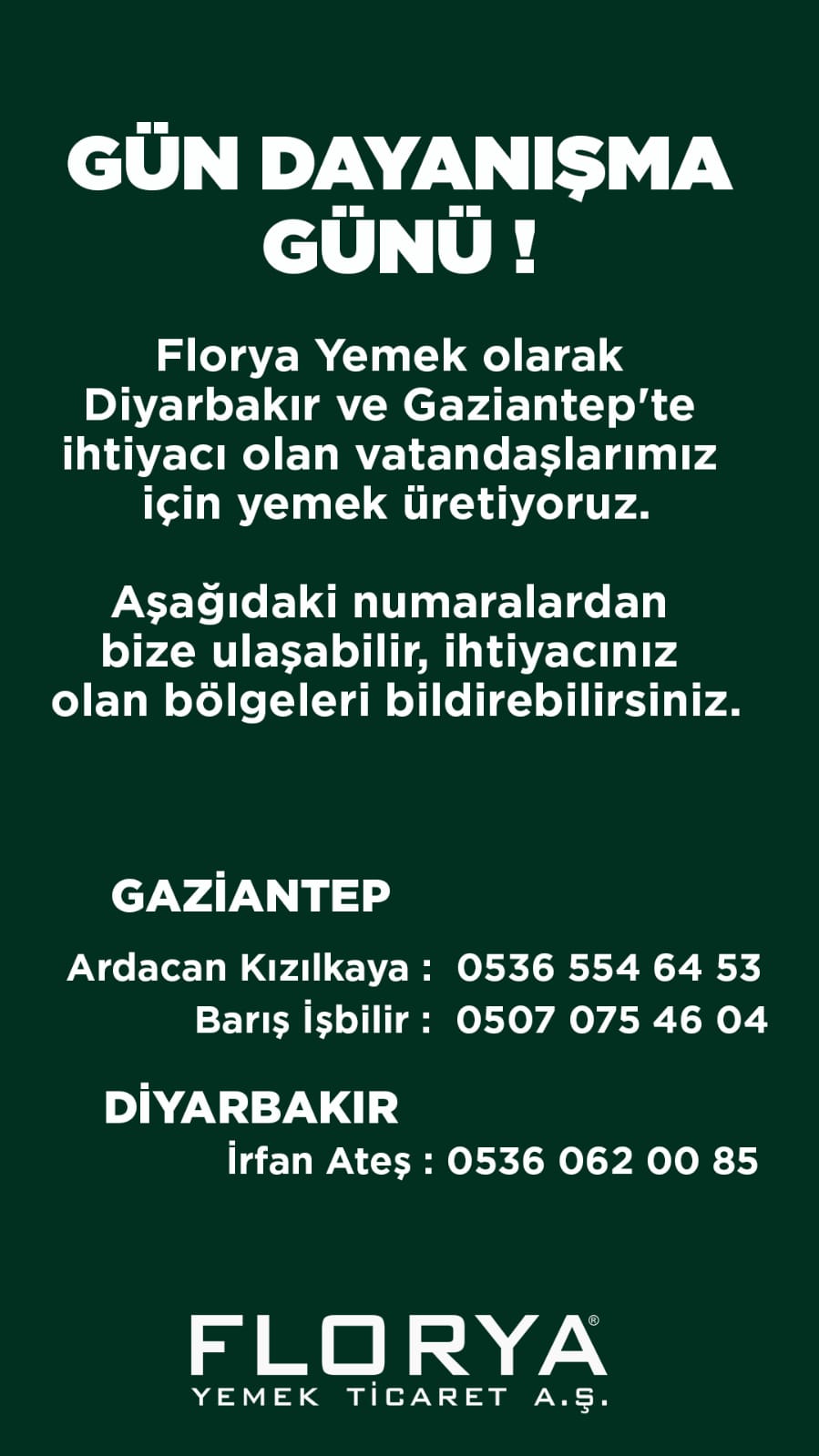 YEMEK FİRMASINDAN DEPREMDEN ETKİLENEN VATANDAŞLAR İÇİN ALKIŞLANACAK HAREKET