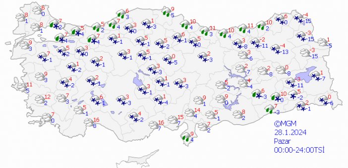 Türkiye perşembe gününden itibaren