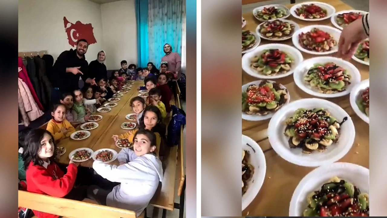 Köy Okulu'nda Öğretmenler, Öğrencilere Waffle Hazırladı