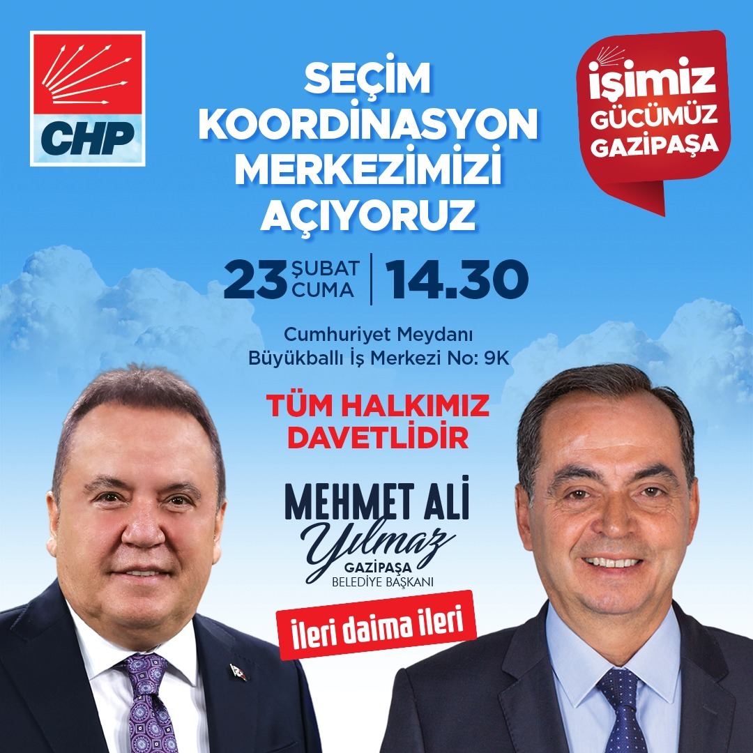 BAŞKAN MEHMET ALİ YILMAZ' DAN AÇILIŞA DAVET SEÇİM KOORDİNASYON MERKEZİ AÇILIŞ TÖRENİ