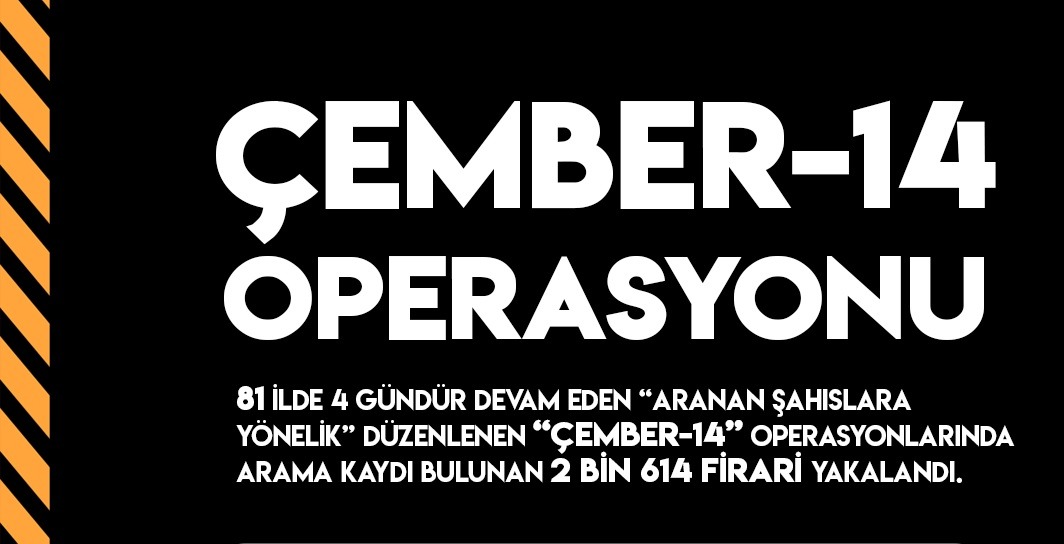 “ÇEMBER-14” Operasyonlarında 2 Bin 614 Firari Yakalandı