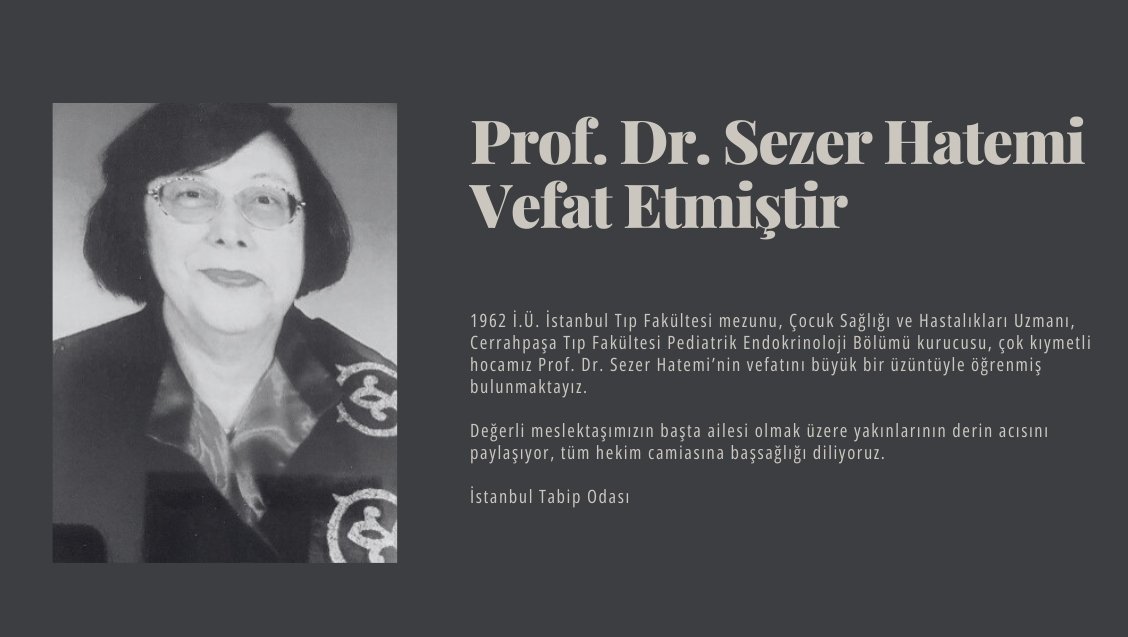 Sağlık Camiası Büyük Bir Kayba Uğradı: Prof. Dr. Sezer Hatemi Hayatını Kaybetti