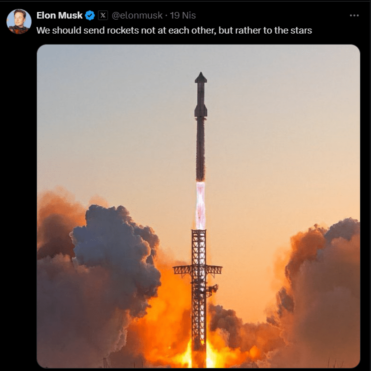 Elon Musk,Twitter’da Yaptığı Paylaşımda Barış İçin Uzaya Yolculuğa İşaret Etti
