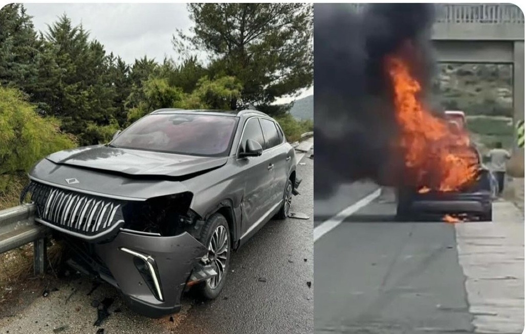 Togg Marka Araç Kaza Sonrası Yanarak Kül Oldu