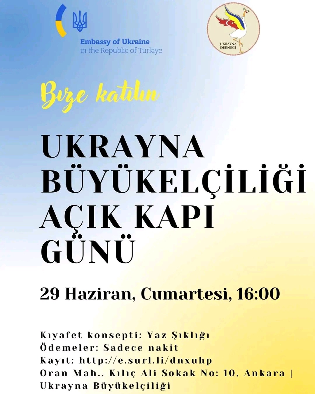 Ukrayna Derneği ile birlikte düzenlenen Ukrayna Büyükelçiliği “Açık Kapı Günü” etkinliğine davetlisiniz!