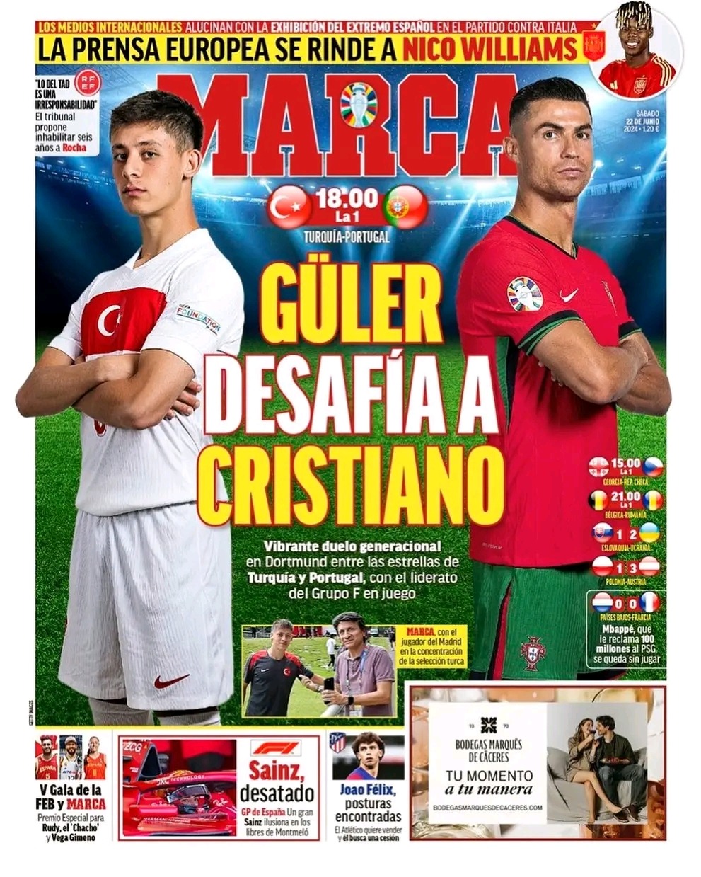 Marca gazetesi Ronaldo ile yan yana Arda Güler’i manşet yaptı