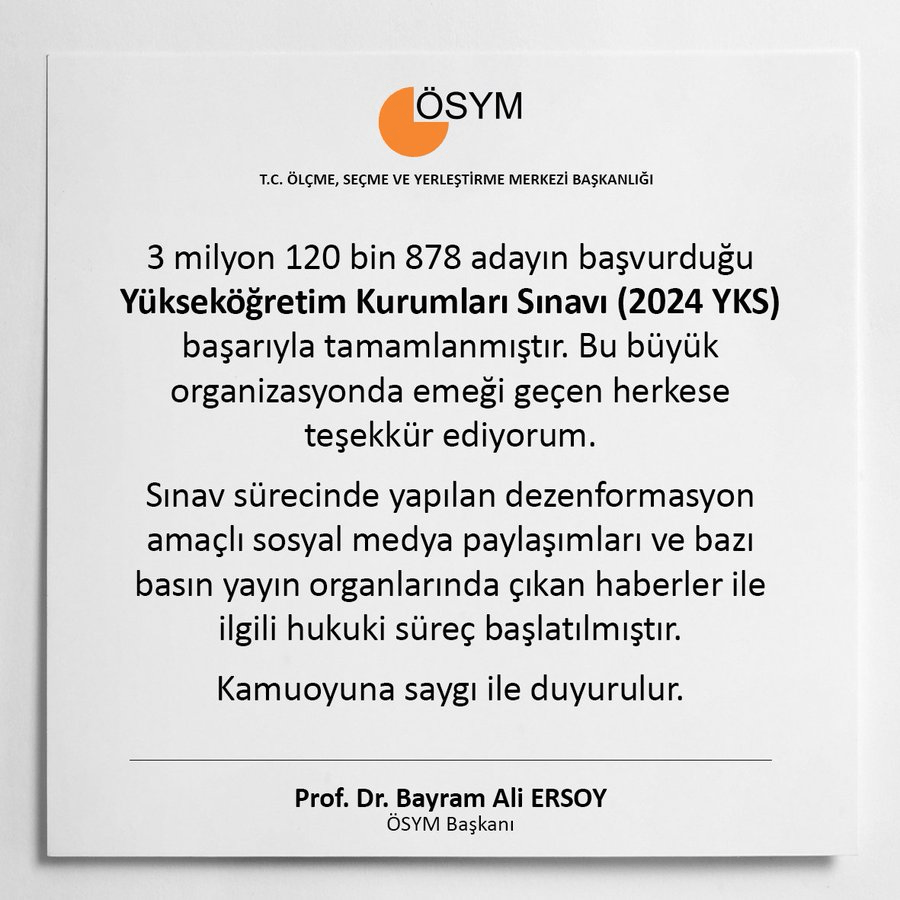 ÖSYM'den YKS Sorularının Sızdırıldığı İddialarına Karşı Hukuki Süreç Başlatıldı