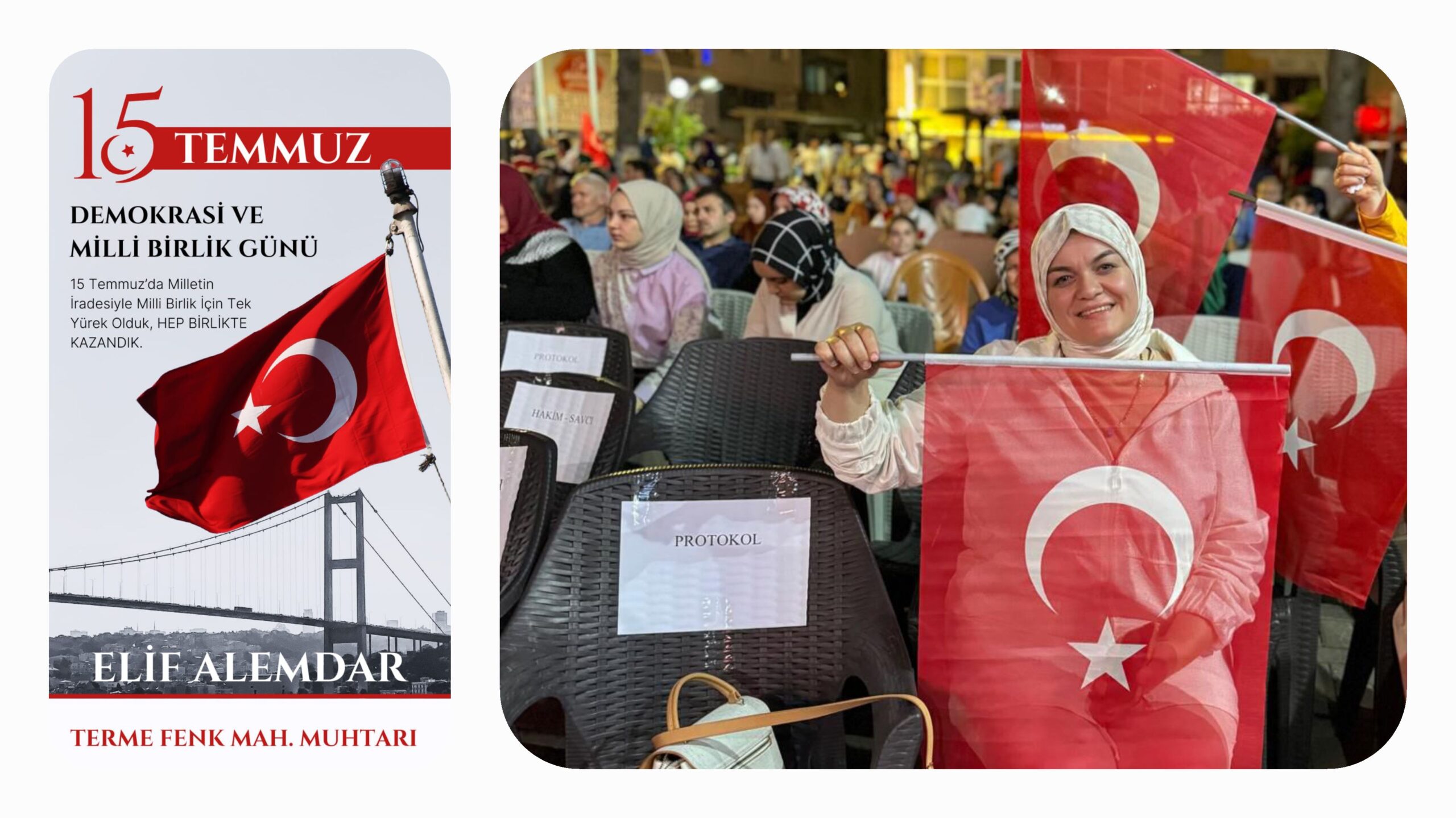 Fenk Mahallesi Muhtarı Elif Alemdar'dan 15 Temmuz Demokrasi ve Milli Birlik Günü Mesajı
