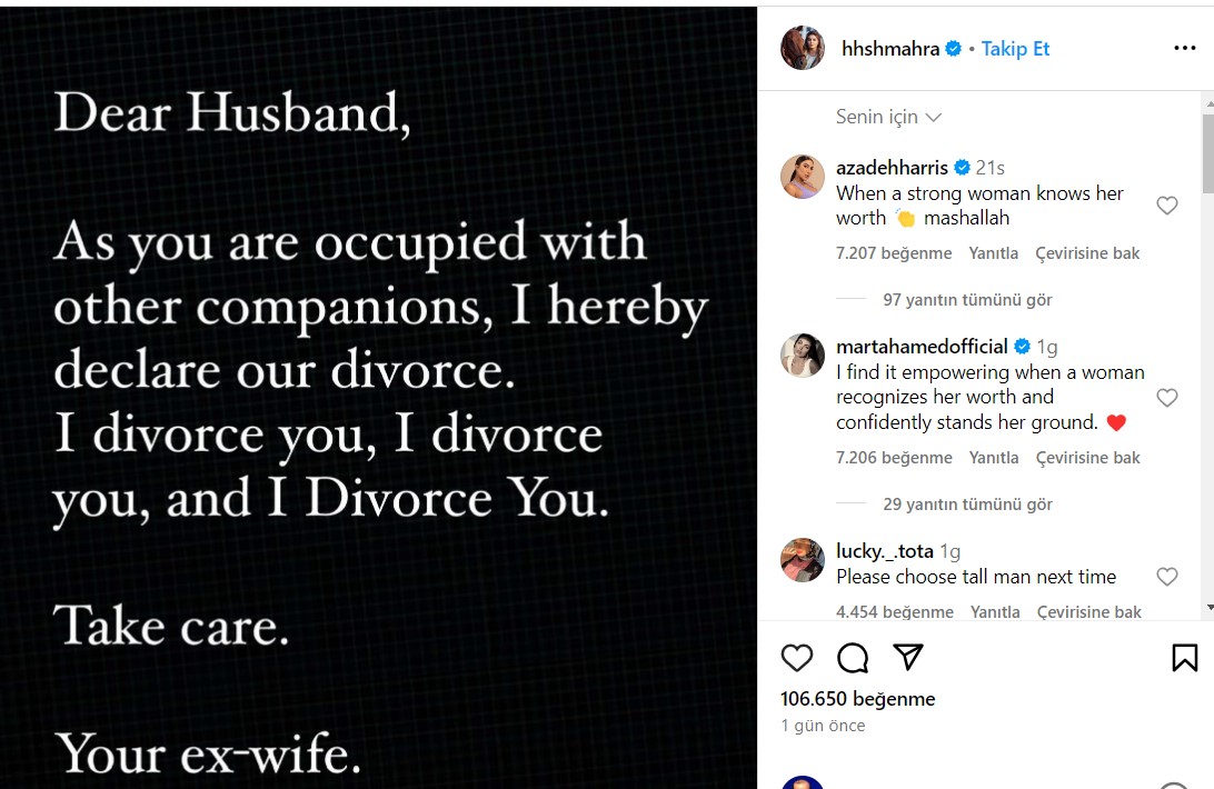 Prenses Şeyha Mahra, Kocasını Sosyal Medyada Boşadı