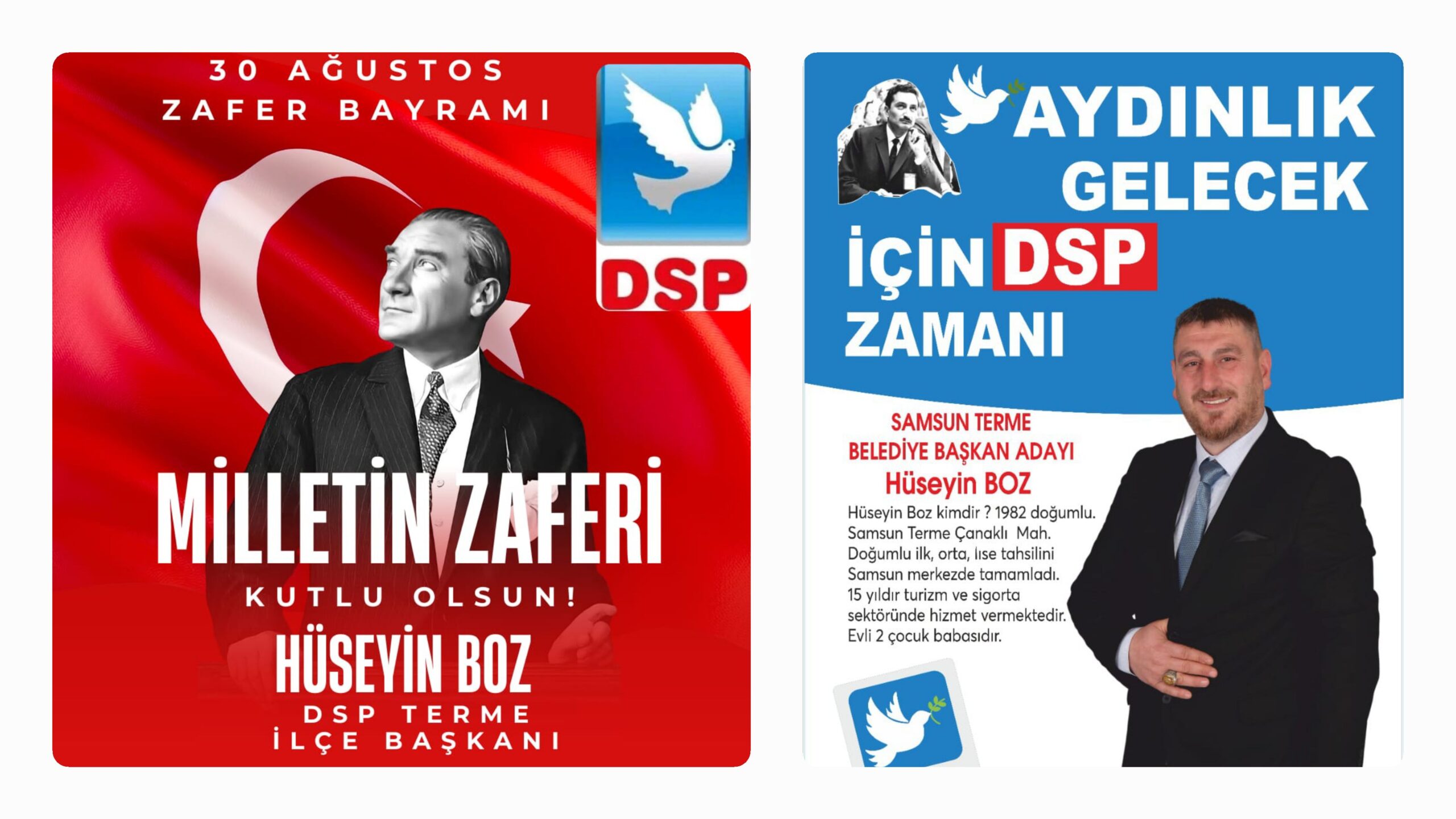 DSP Terme İlçe Başkanı Hüseyin Boz’dan 30 Ağustos Zafer Bayramı Mesajı