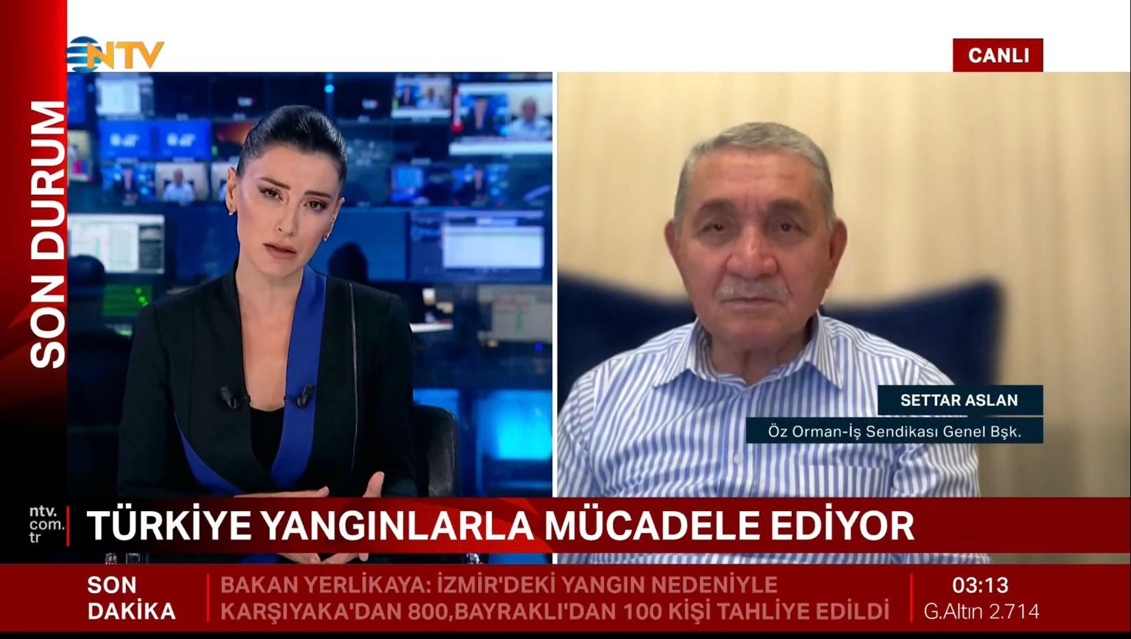 Öz Orman İş Genel Başkanı Settar Aslan Ntv ve Cnn Türk televizyonlarında yaşanan orman yangınlarını değerlendirdi.