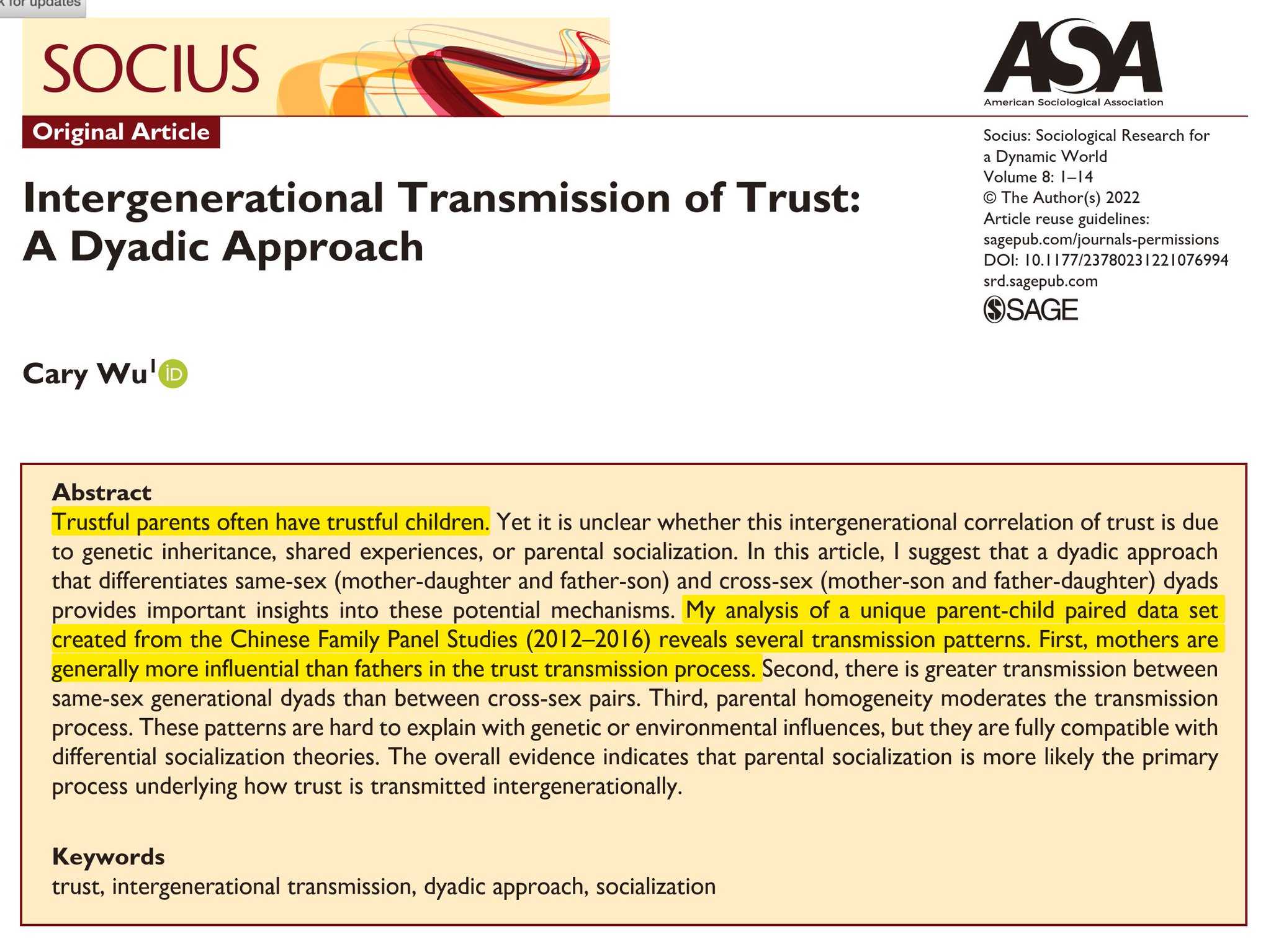 Güven Duyma Özelliği Nesilden Nesile Geçiyor