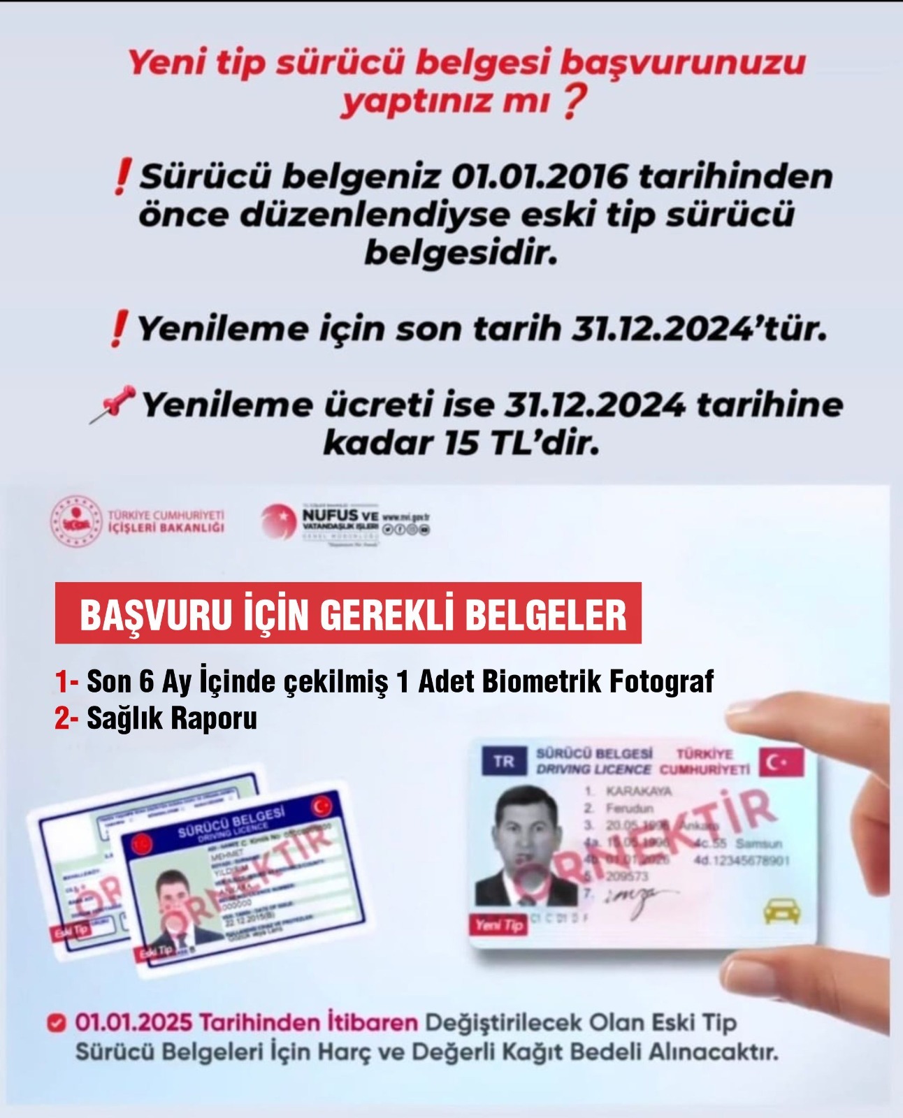 EHLİYET YENİLEME SÜRESİNİN SON TARİHİ BELLİ OLDU