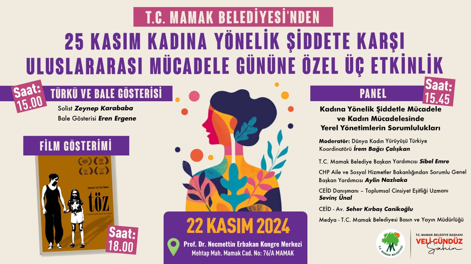 Mamak'ta Kadına Şiddetle Mücadele İçin 3 Etkinlik