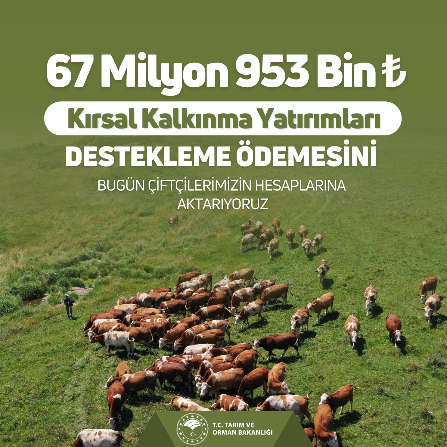 Tarım ve Orman Bakanlığı’ndan Çiftçilere 67 Milyon 953 Bin Liralık Destek Ödemesi
