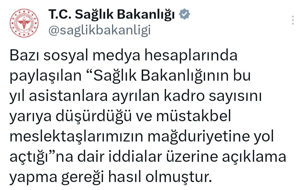 Sağlık Bakanlığı Sosyal Medya Hesaplarından Duyurdu