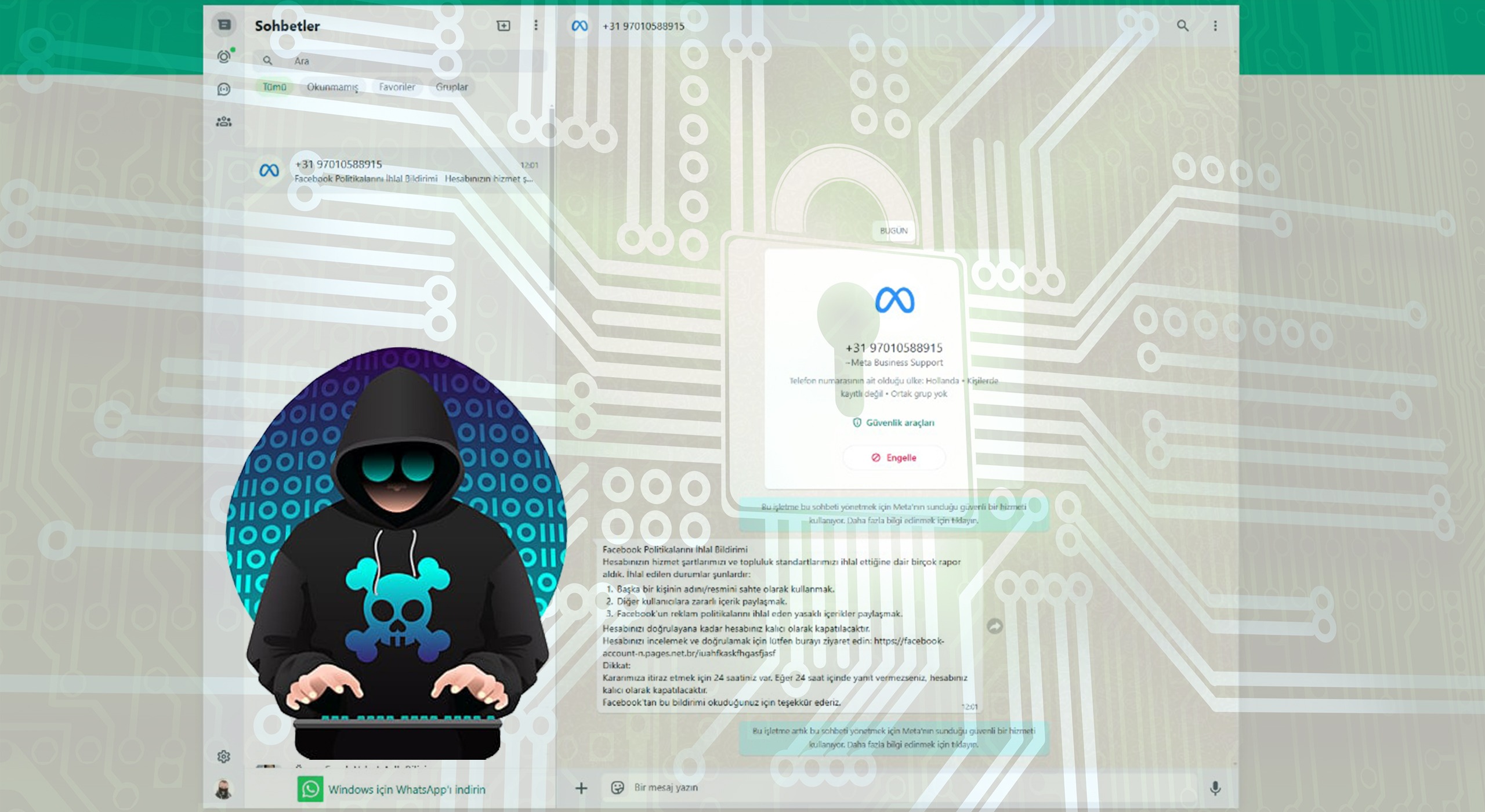 WhatsApp Üzerinden Gönderilen Sahte Facebook Mesajına Dikkat! Phishing Tuzağına Düşmeyin!