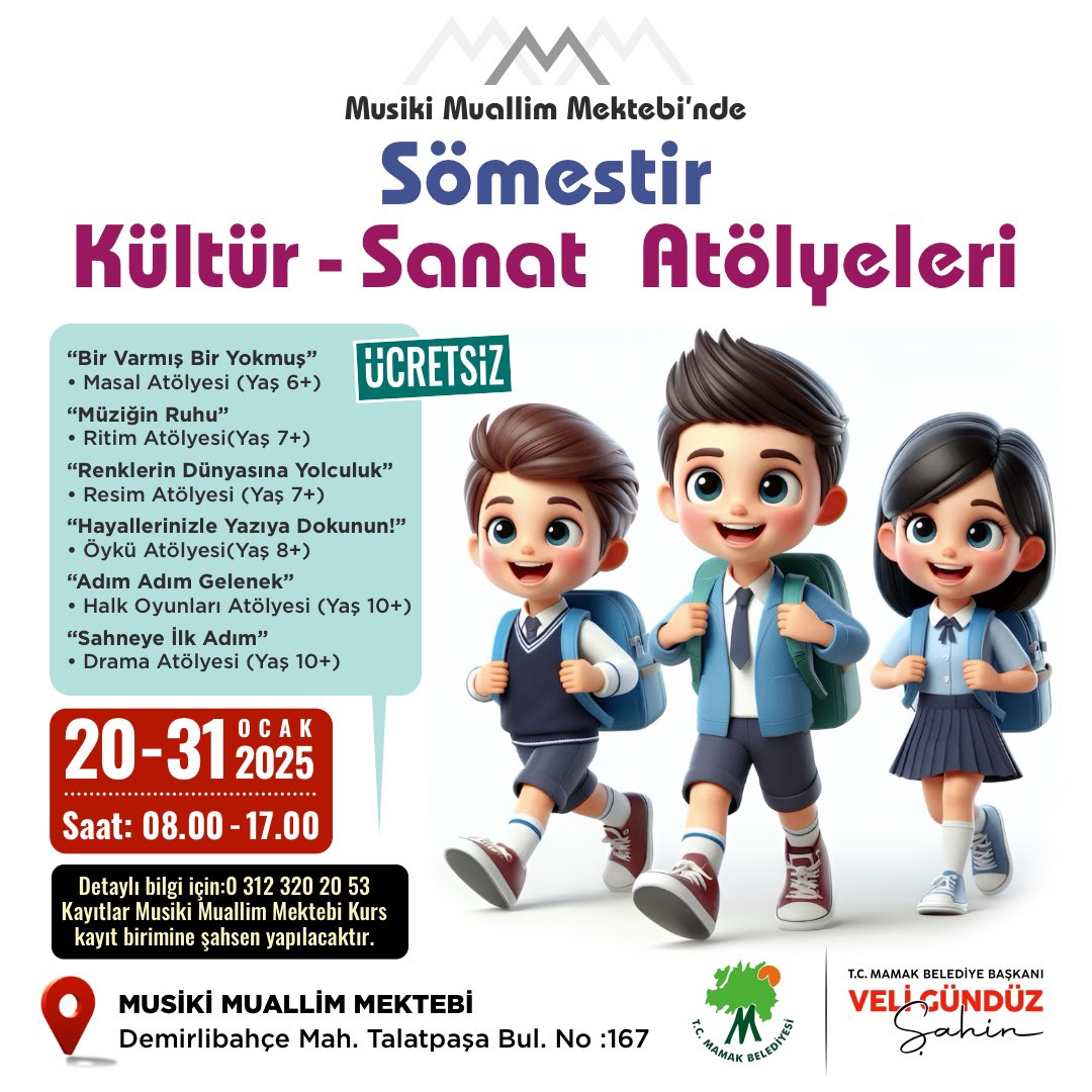 Mamak Belediyesi’nden Çocuklara Sömestr Hediyesi: Ücretsiz Kültür ve Sanat Atölyeleri Başlıyor!