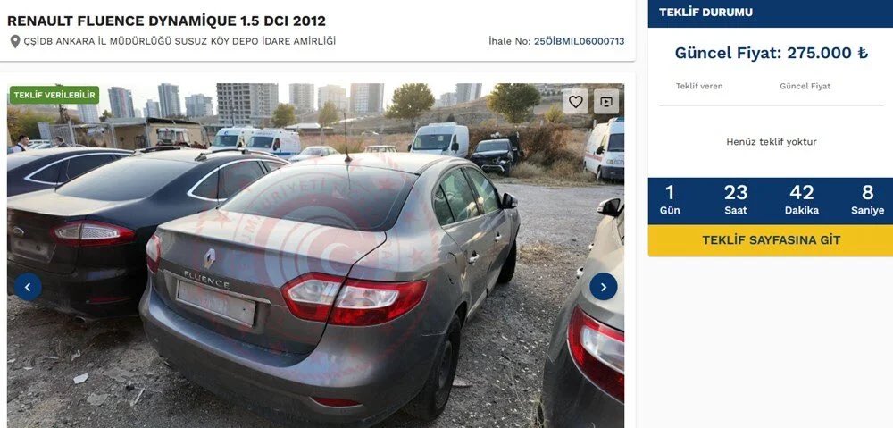 Kamu Araçları Tasarruf İçin Satışa Çıkarılıyor: Her Hafta 100 Araç İhalede