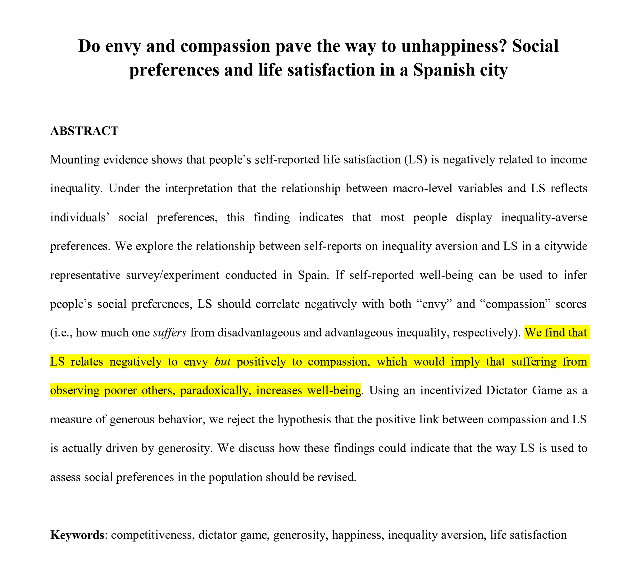 Yaşam Memnuniyeti: Kıskançlık Azaltıyor, Şefkat Artırıyor