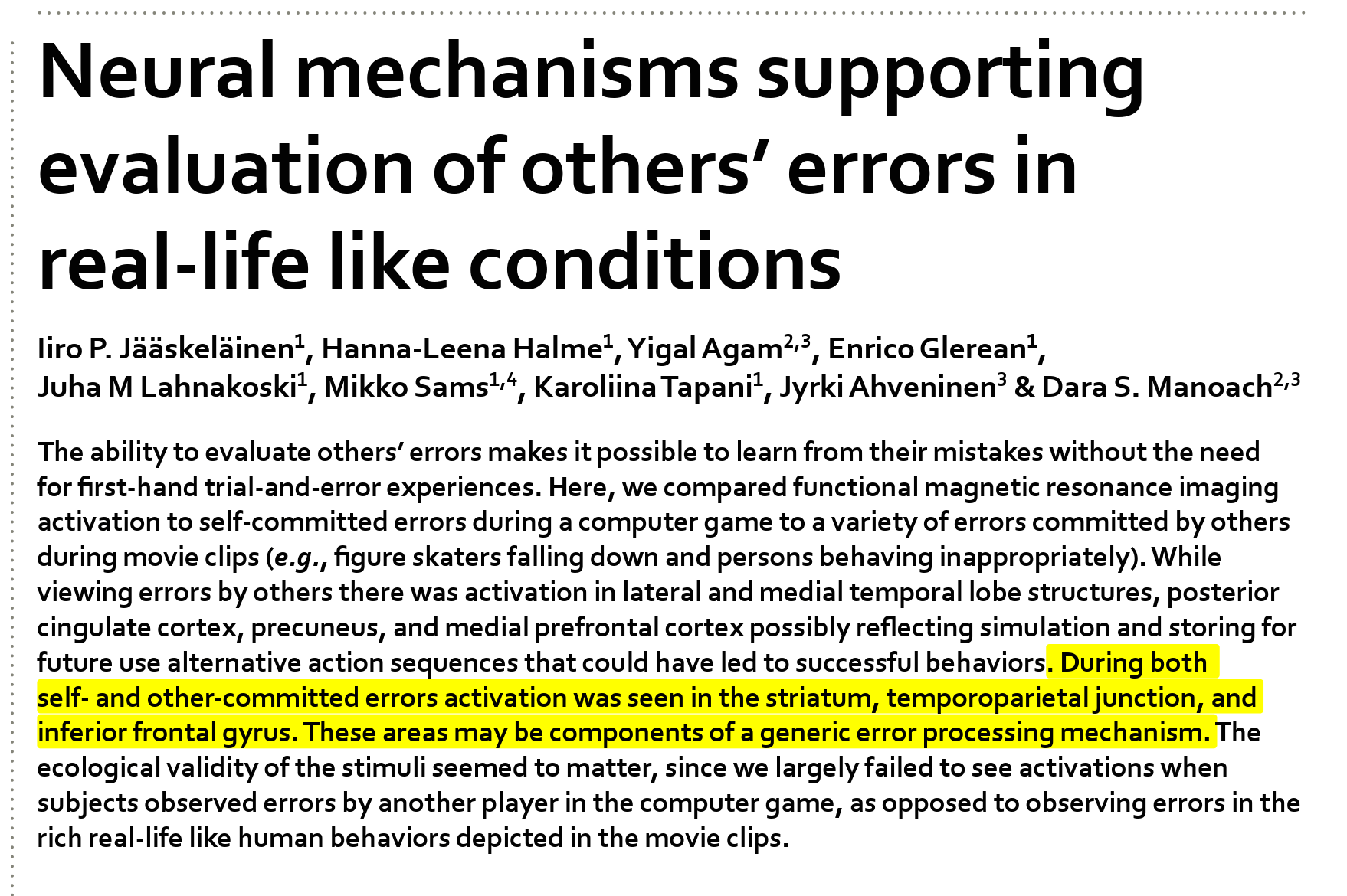 Beynimizin Hata Algısı: Başkalarının Hataları Bize Ders Oluyor