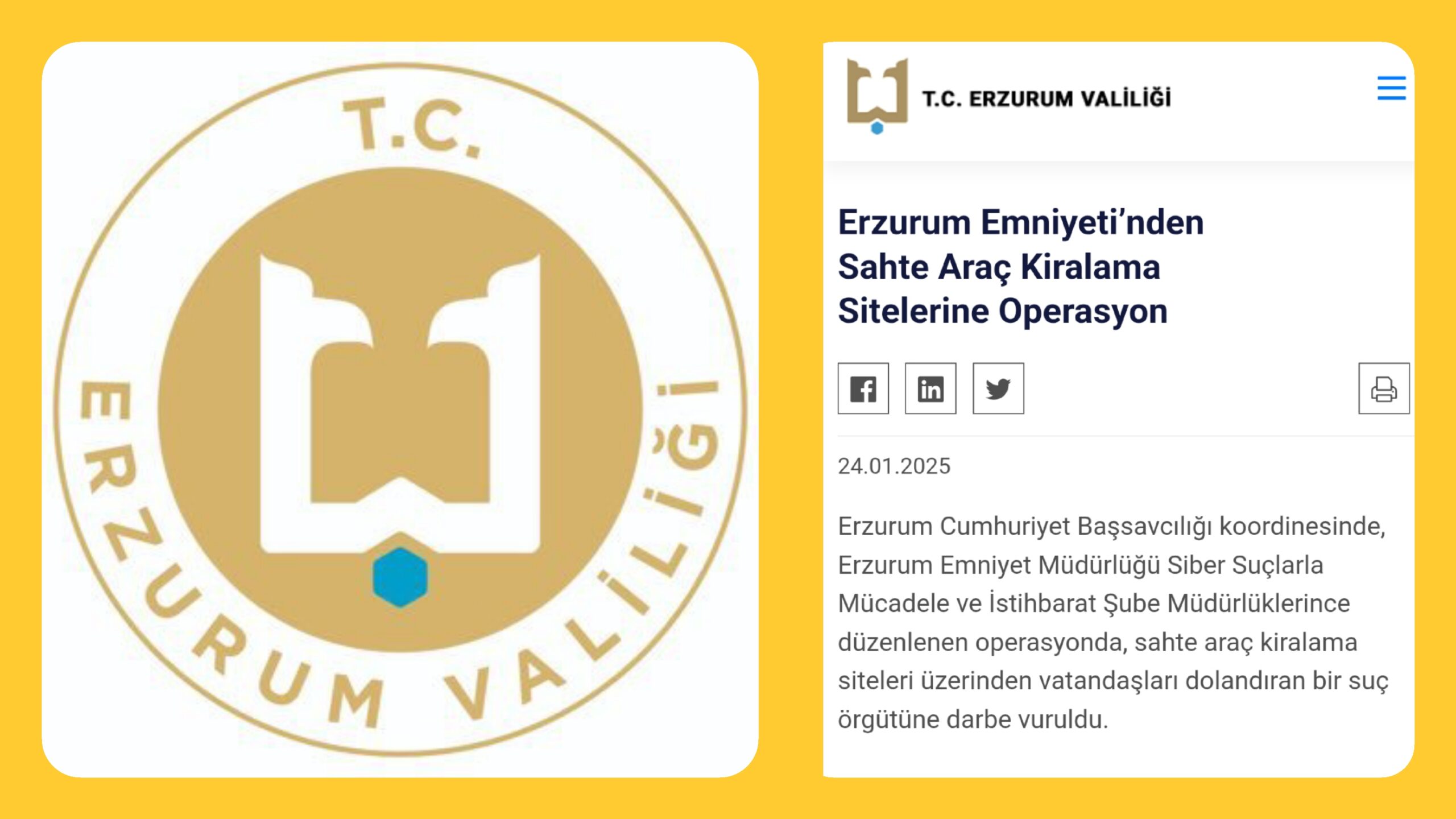 Erzurum'da Sahte Araç Kiralama Sitelerine  Operasyon