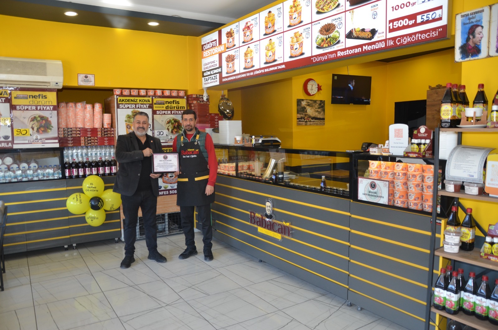 ANTALYA BABACAN YENİ NESİL ÇİĞ KÖFTE’YE ÖZEL KALİTE BELGESİ TAKDİM EDİLDİ